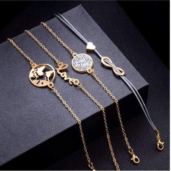 Turtle/World Map/Marble 5-Piece Bracelet Set - Picture 2 of 8